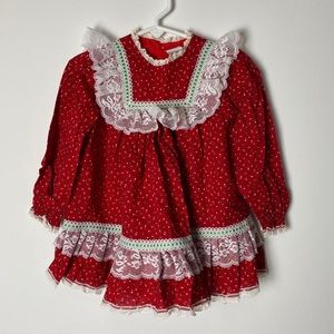 Vintage Red Little Girls Dress